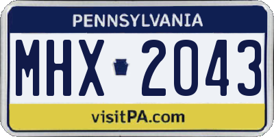 PA license plate MHX2043