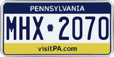 PA license plate MHX2070