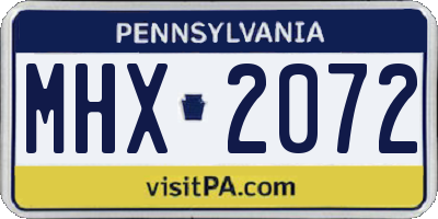 PA license plate MHX2072