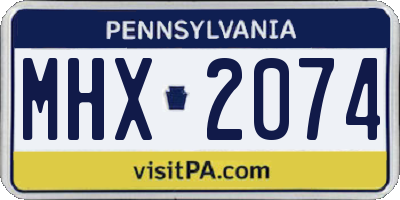 PA license plate MHX2074