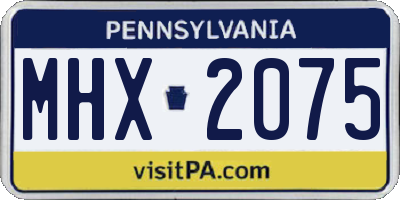 PA license plate MHX2075