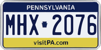 PA license plate MHX2076
