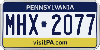 PA license plate MHX2077