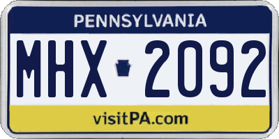 PA license plate MHX2092
