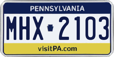 PA license plate MHX2103