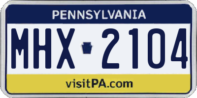 PA license plate MHX2104