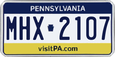 PA license plate MHX2107