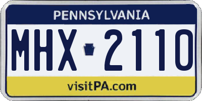 PA license plate MHX2110