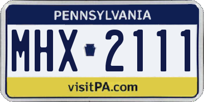 PA license plate MHX2111