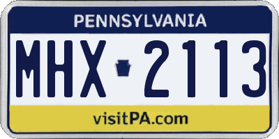 PA license plate MHX2113