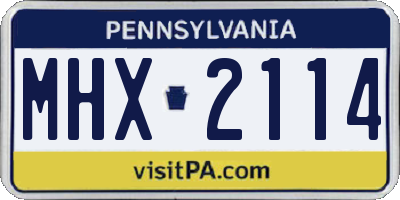 PA license plate MHX2114