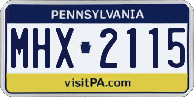 PA license plate MHX2115