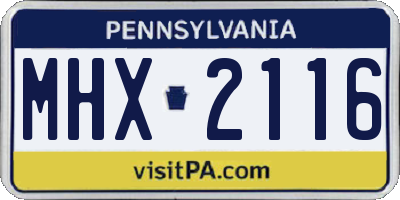 PA license plate MHX2116