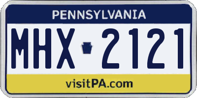 PA license plate MHX2121