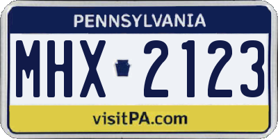 PA license plate MHX2123