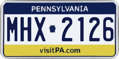 PA license plate MHX2126