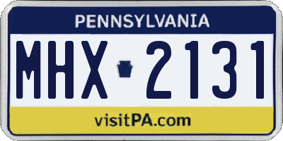 PA license plate MHX2131