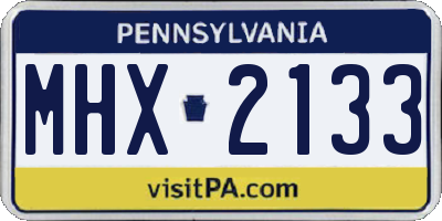 PA license plate MHX2133