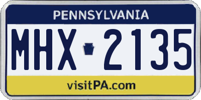 PA license plate MHX2135
