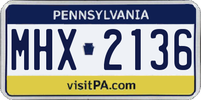 PA license plate MHX2136