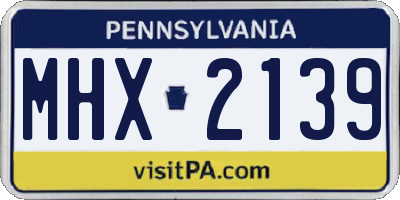 PA license plate MHX2139