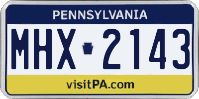 PA license plate MHX2143