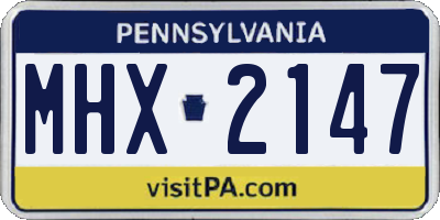 PA license plate MHX2147
