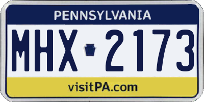 PA license plate MHX2173