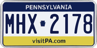 PA license plate MHX2178