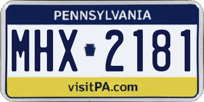 PA license plate MHX2181