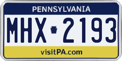 PA license plate MHX2193