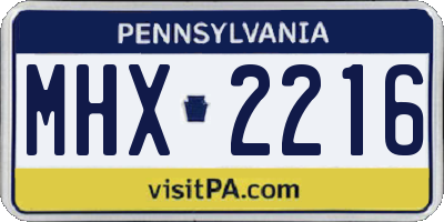 PA license plate MHX2216