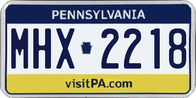 PA license plate MHX2218