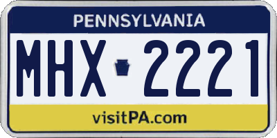 PA license plate MHX2221