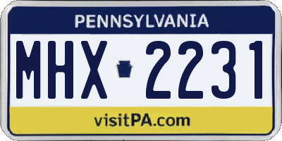 PA license plate MHX2231