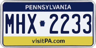 PA license plate MHX2233