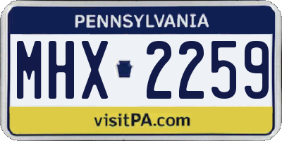 PA license plate MHX2259