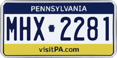 PA license plate MHX2281