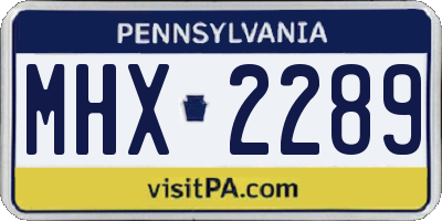 PA license plate MHX2289