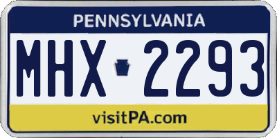 PA license plate MHX2293
