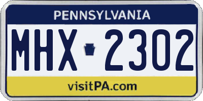 PA license plate MHX2302