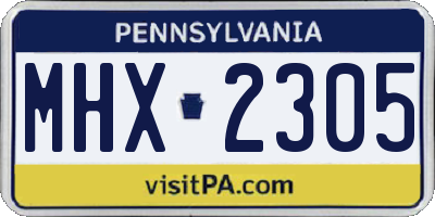 PA license plate MHX2305