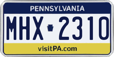 PA license plate MHX2310