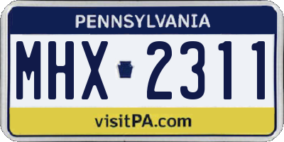 PA license plate MHX2311
