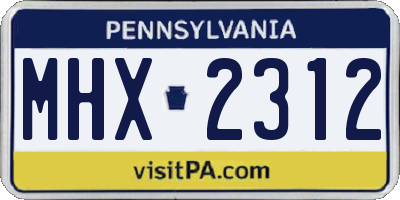 PA license plate MHX2312