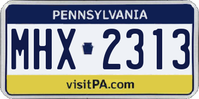 PA license plate MHX2313