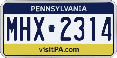 PA license plate MHX2314