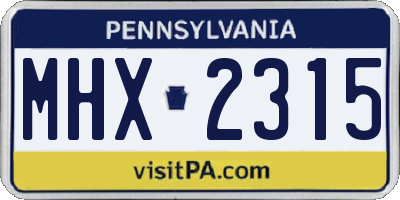PA license plate MHX2315