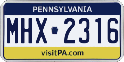 PA license plate MHX2316