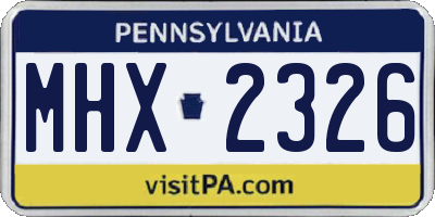 PA license plate MHX2326
